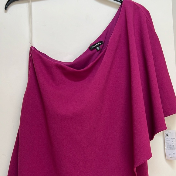MARINA Pants - Marina Fuchia Pink One Shoulder Jumpsuit Size 10
